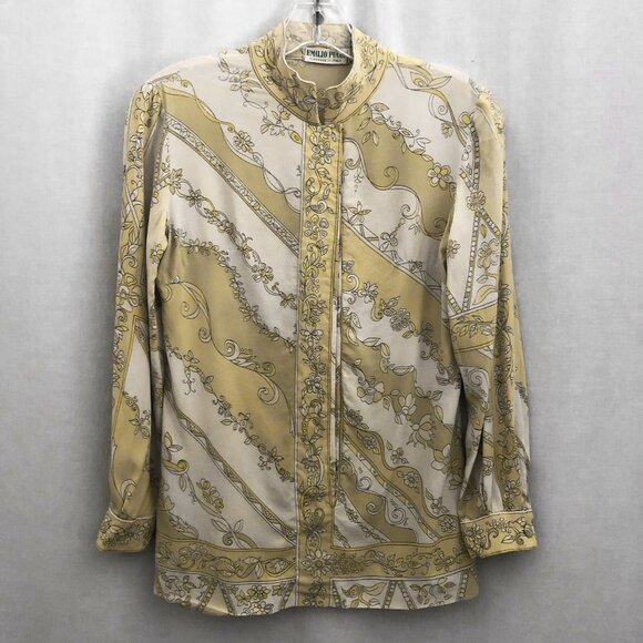 Emilio Pucci Vintage 60s Silk Shirt Women's Small Made in Italy - Picture 2 of 14